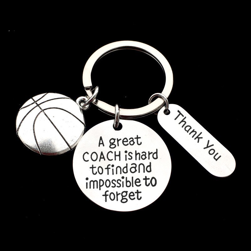 Fútbol baloncesto entrenador de rugby graduación regalo un gran llavero de letras de acero inoxidable