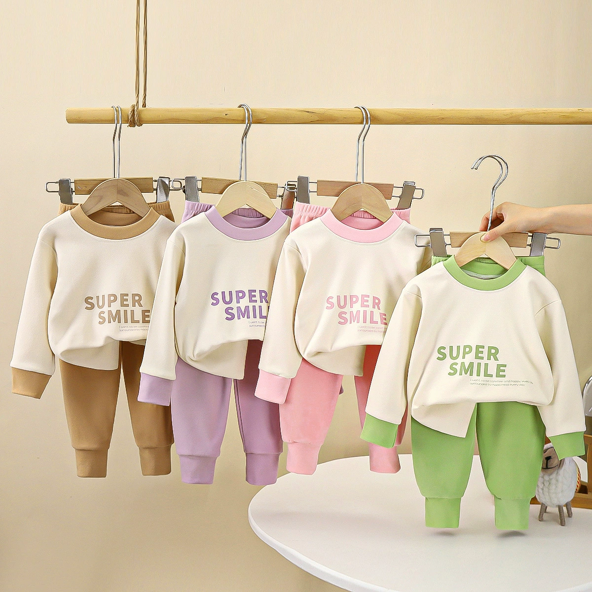 Детский комплект нижнего белья Двусторонняя бархатная осенняя одежда осенние брюки для мальчиков домашняя одежда осенне-зимняя девочка пижама с круглым вырезом новый