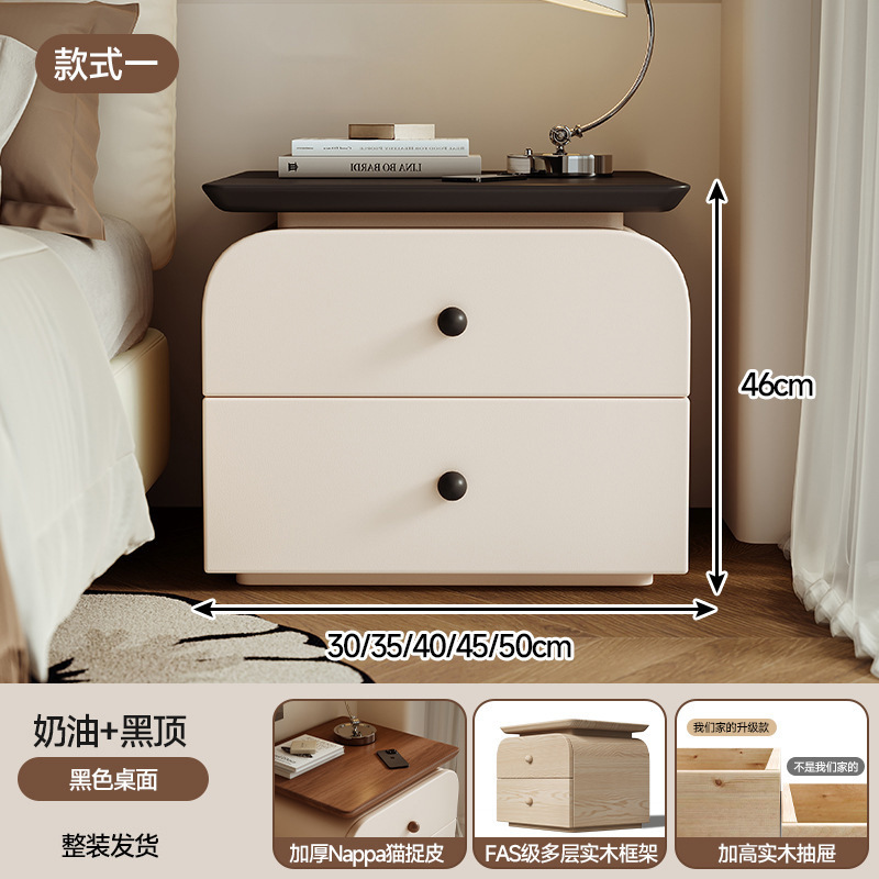 Mesita de noche de madera maciza Dormitorio doméstico 2025 Nuevo gabinete de almacenamiento pequeño Estilo de crema medieval Gabinete lateral de cama Instalación gratuita