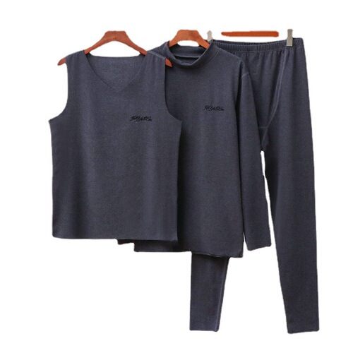 Men's Mideng Warm Thermal Innerwear High-Neck Embroidered Outerwear-Suitable for Autumn and Winter Plus Size Autumn and Winter Set with Extra Warmth and Thickness