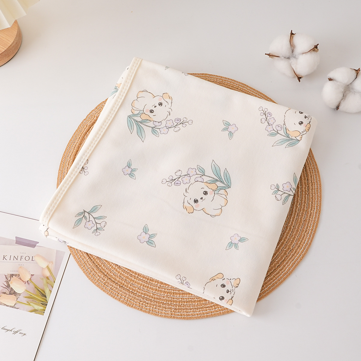 Beige puppy [5a antibacterial combed cotton bag]