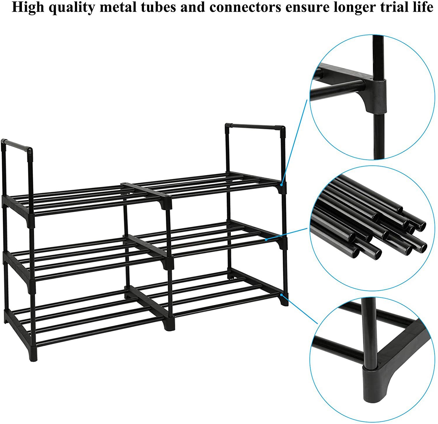 家用组装双列不锈钢鞋架多层组装鞋柜简易防尘收纳架鞋架批发