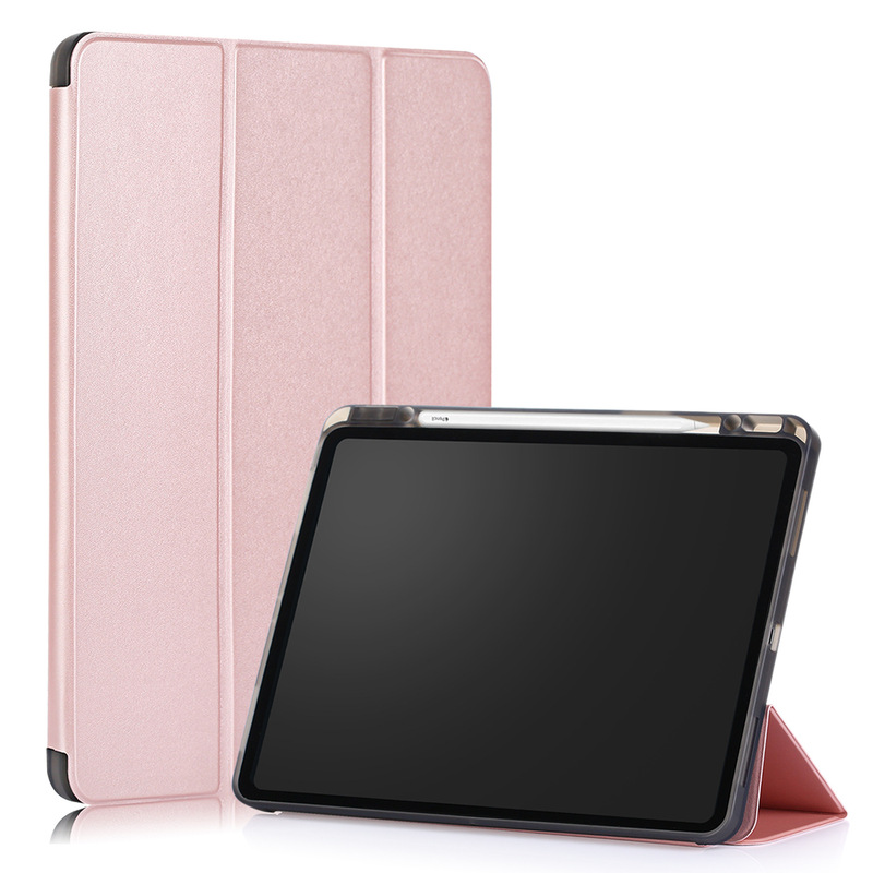 for apple ipad pro 12.9 2020 tablet protective case tri-fold pen slot tablet