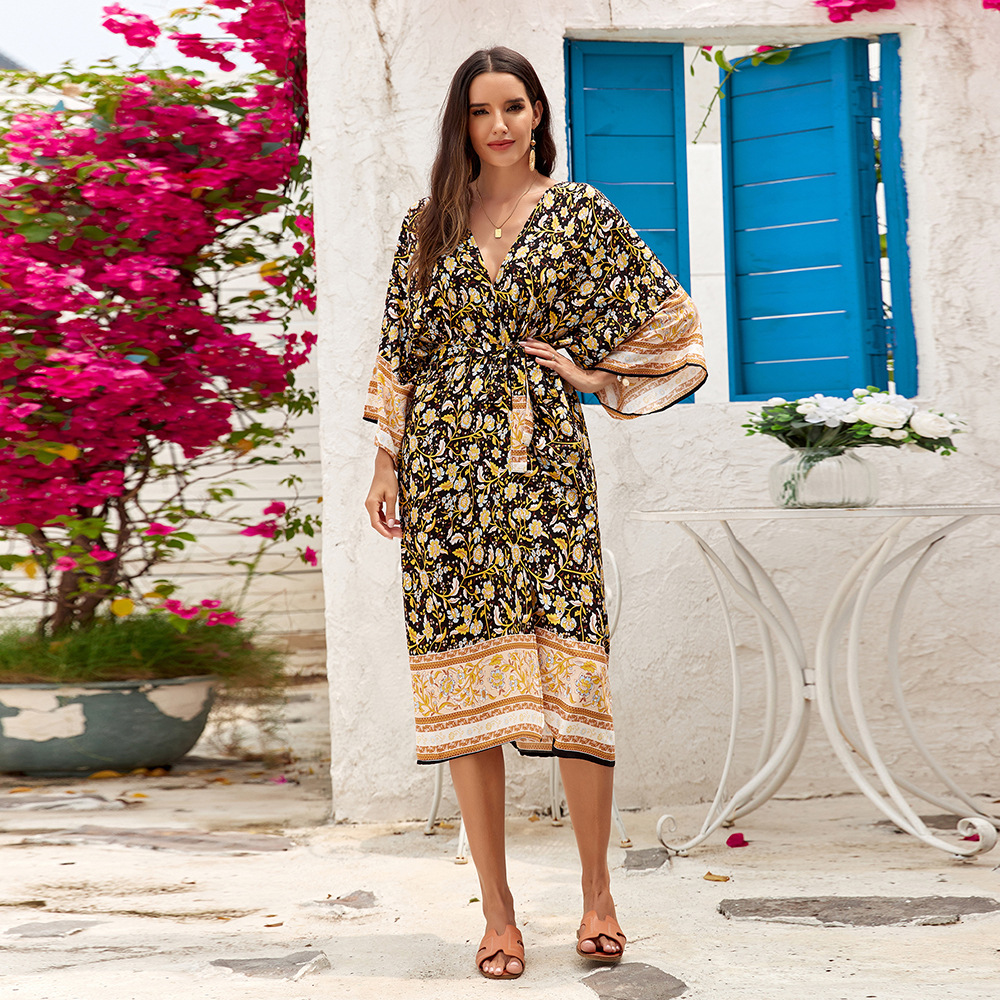 3 colores transfronterizos europeos y americanos nuevo rayón cardigan kimono playa vacaciones bikini protector solar camisa playa chal 3814