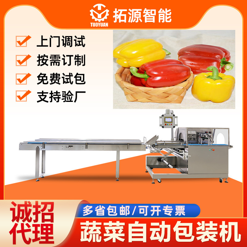 五彩椒往复式枕式包装机红辣椒自动包装机辣椒包装机械蔬菜包装机