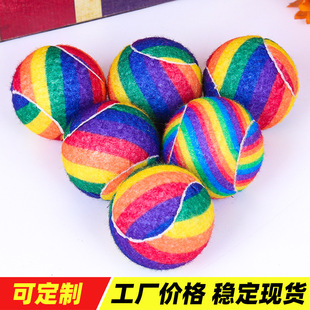 Factory direct Amazon explosion rainbow tennis dog toy elastic tennis pet pet tennis