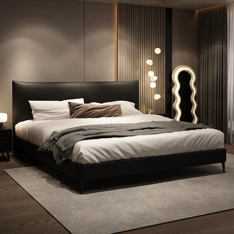 Italian Style Minimalist Leather Bed Modern Minimalist Double Bed Large and Small Apartment Master Bedroom High-end Atmospheric Light Luxury Soft Bag Wedding Bed Italian Style Minimalist Leather Bed Modern Minimalist Double Bed Large and Small Apartment Master Bedroom High-end Atmospheric Light Luxury Soft Bag Wedding Bed