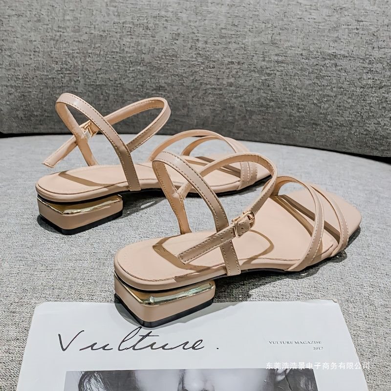 2026 Summer New Versatile Internet Celebrity Flat Low-Heel Sandals with One-Strap Design for Women, Perfect with Skirts, Fairy Style 2026 Summer New Versatile Internet Celebrity Flat Low-Heel Sandals with One-Strap Design for Women, Perfect with Skirts, Fairy Style