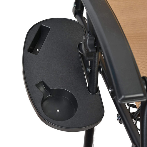 Outdoor foldable recliner cup holder tray with cup slots and phone slot recliner accessory