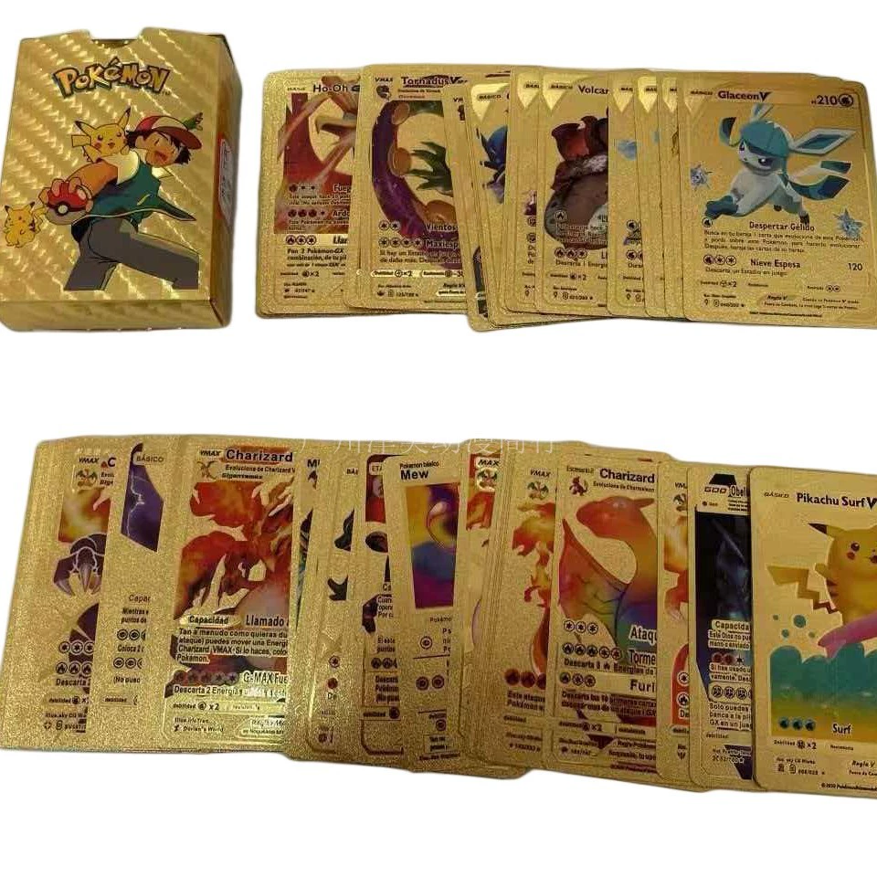 Радужная карта Pokémon Gold Card PTCG английские Pokémon Gold Foil Card Charizard Black Card Silver Card Spot