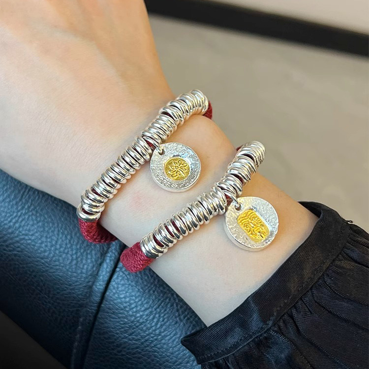 Medieval Style Beaded Red Rope Bead Bracelet for Women, Versatile, Light Luxury, Simple Lotus, Good Luck and Wealth, New Hand Jewelry