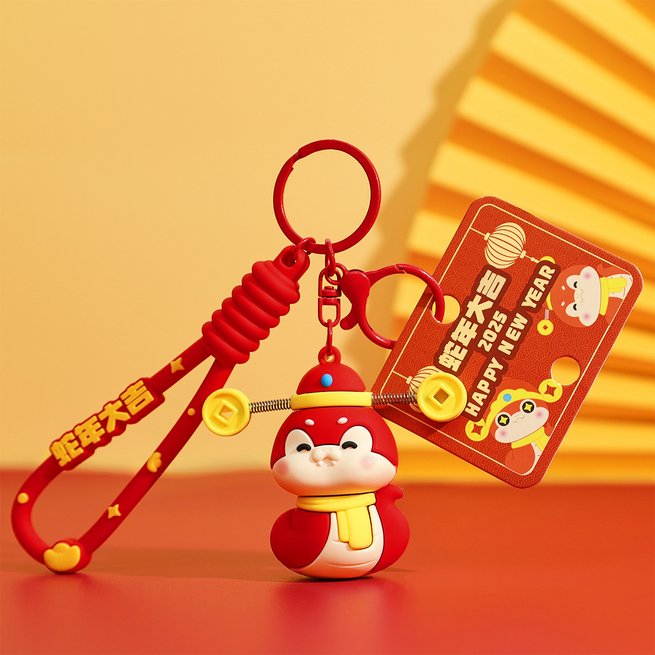2025 Año de la serpiente mascota llavero muñeca creativo Año Nuevo de la fortuna pequeña serpiente colgante dibujos animados pequeños regalos