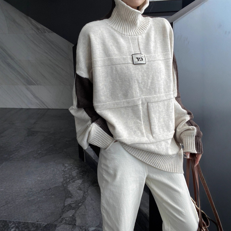 Cross-Border Sweater Foreign Trade Pullover Loose Versatile Reversible Lazy Style Oversized Outerwear Simple Knitted Sweater