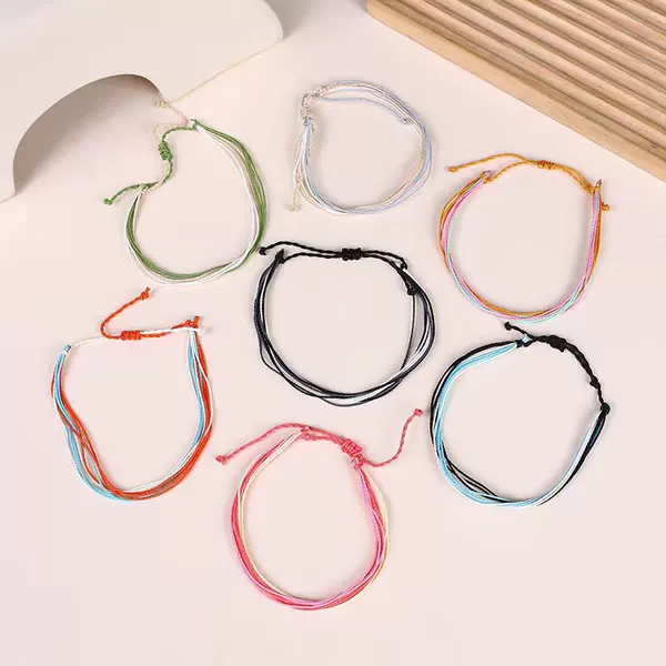 European and American Cross-border Popular Hand Rope Bracelet Jewelry Wholesale Hand-woven Multi-colorful Rope Braid Friendship Bracelet Hot Sale