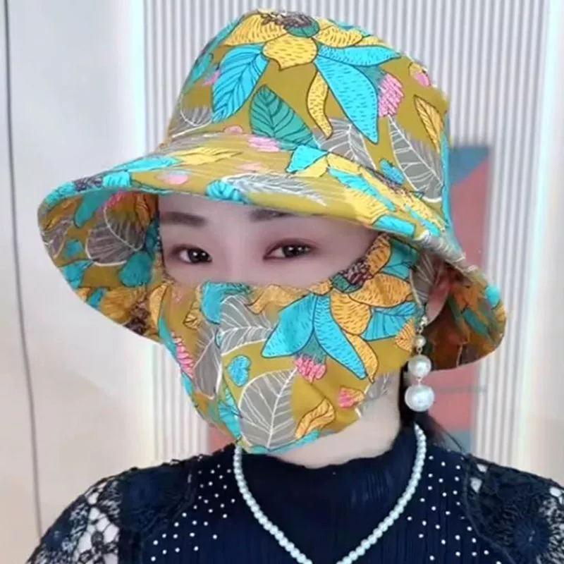 Цветочная маска шляпа рыбака женская летняя солнцезащитная шляпа езда на открытом воздухе