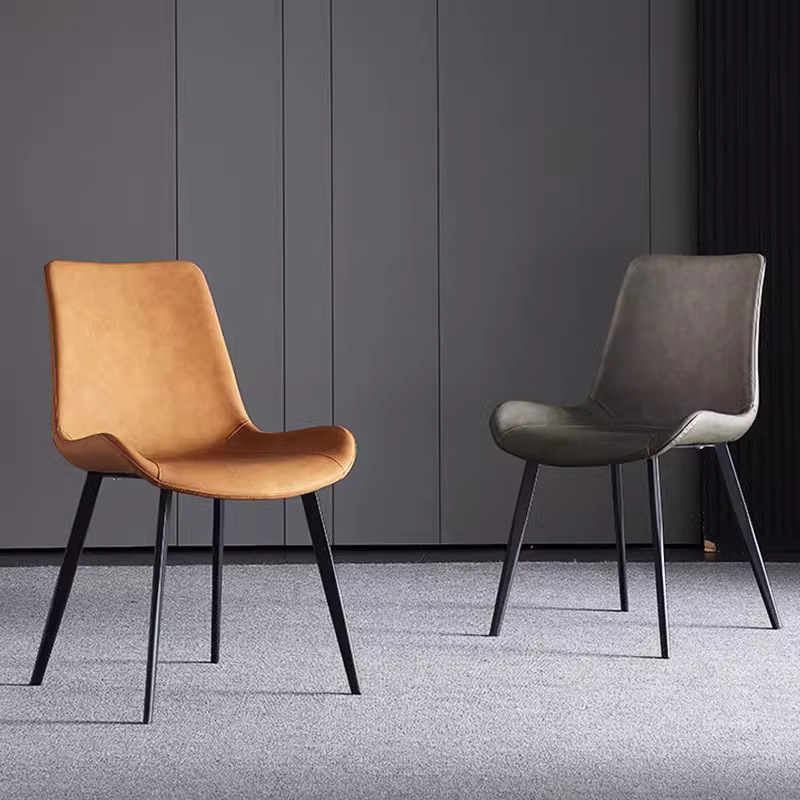 Trendy Dining Chair for Home Use, Italian Modern Chair, Nordic Light Luxury Hotel Restaurant Chair, Meeting Chair with Leather Backrest