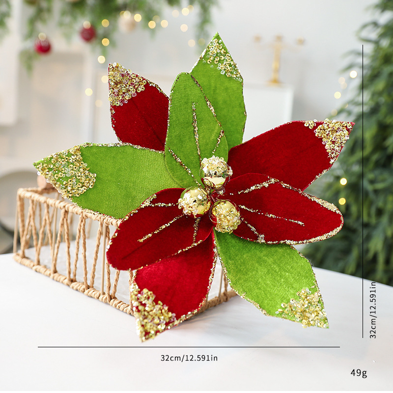 Flores de Navidad de sequillas flores de imitación tela de tela de tela decoración floral decoración de lana decoración de Navidad al por mayor