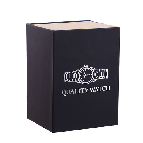 Fashion Quartz Watch Box Black Flip Cover Watch Packaging Box Rectangle Jewelry Box Gift Box Wholesale