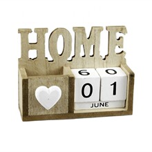 现代简约风格桃心创意木制笔筒日历摆件木质家居桌面装饰摄影道具