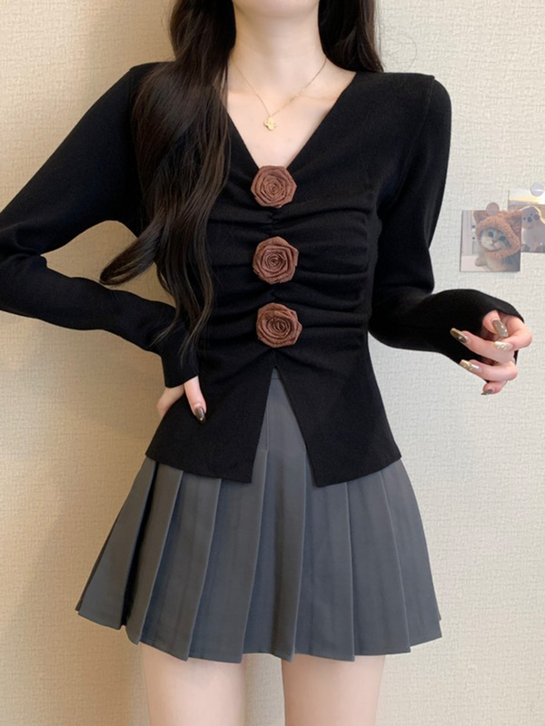 咖色美拉德短款长袖上衣女早秋琥珀流光风打底衫绝美巨好看小毛衣|undefined