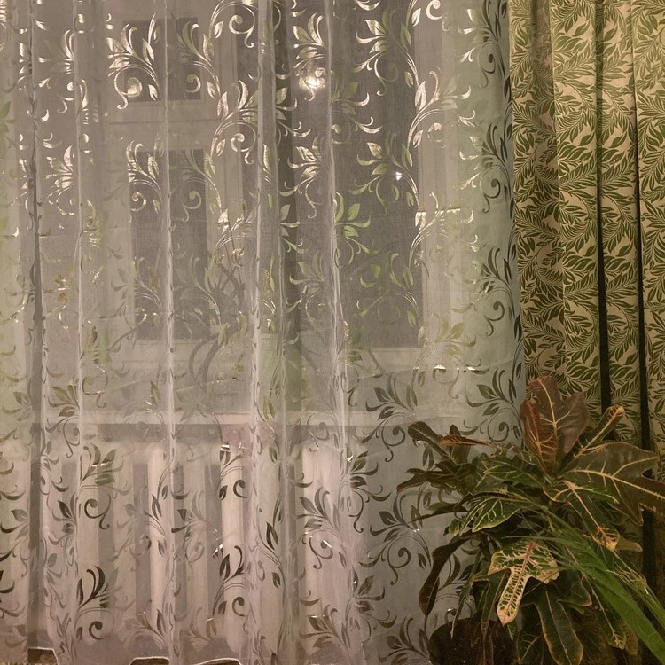 Ozone Wildberry Amazon Foreign Trade Cross-Border Exclusive Hot Stamping Silver Curved Hook Leaf Texture Finished Window Screen Direct Supply from Manufacturer Ozone Wildberry Amazon Foreign Trade Cross-Border Exclusive Hot Stamping Silver Curved Hook Leaf Texture Finished Window Screen Direct Supply from Manufacturer