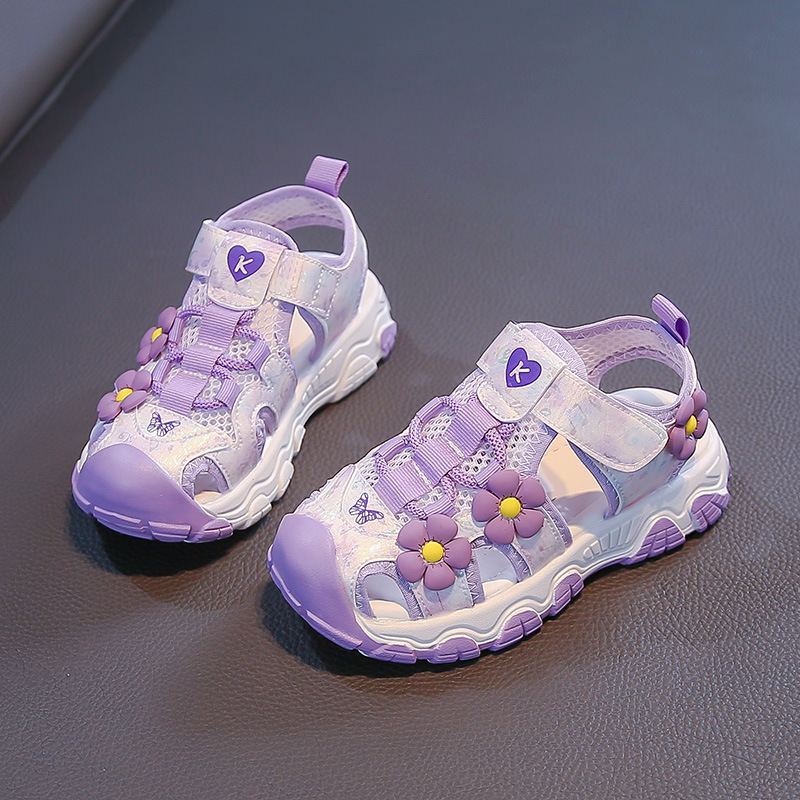 Zapatos casuales de moda de niñas versátiles 2026 verano nuevos niños sandalias de cabeza de malla transpirable zapatos deportivos para correr image 3