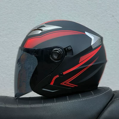 Helmets Motorcycle Helmets Dual – Motosiklet kaskı (dəbilqə) - red-line-brown-lens-m57-58
