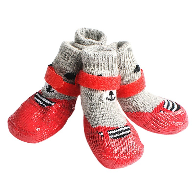 Venta directa de fábrica de zapatos y calcetines para mascotas, zapatos para perros con parte inferior de plástico antideslizante para deportes al aire libre, calcetines para perros y gatos, lindos mascotas para perros