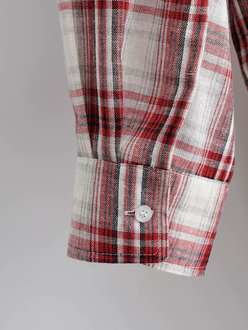 loose plaid lapel long-sleeved shirt NSAM42066