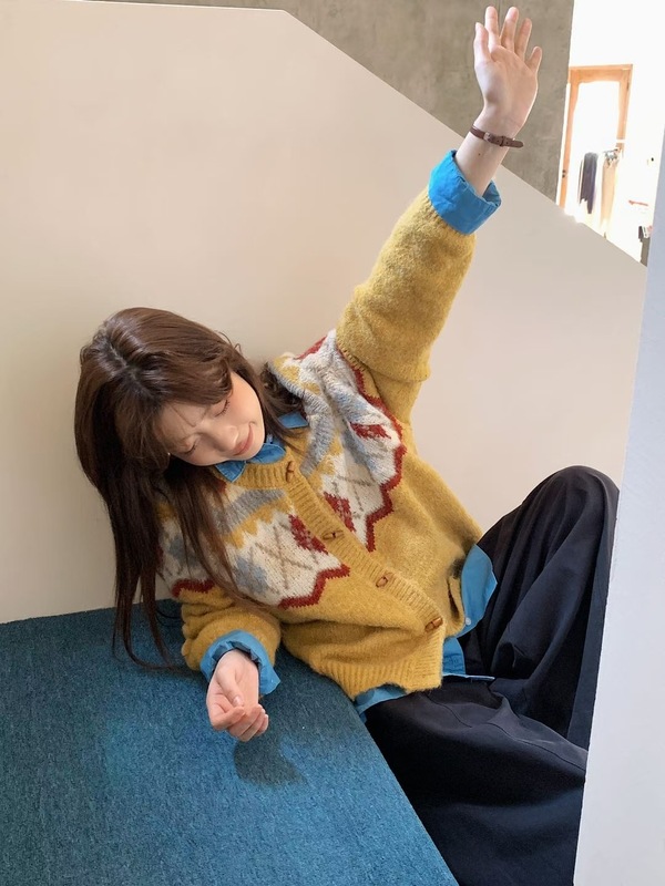 复古费尔岛牛角扣毛衣外套女秋季新款慵懒风圆领软糯针织开衫上衣|undefined
