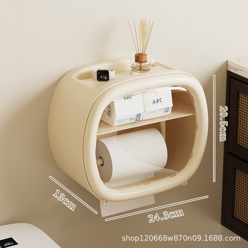 ティッシュボックス浴室トイレットペーパーボックス壁掛けパンチフリートイレクリエイティブ防水ティッシュボックストイレットペーパー収納ラック|undefined