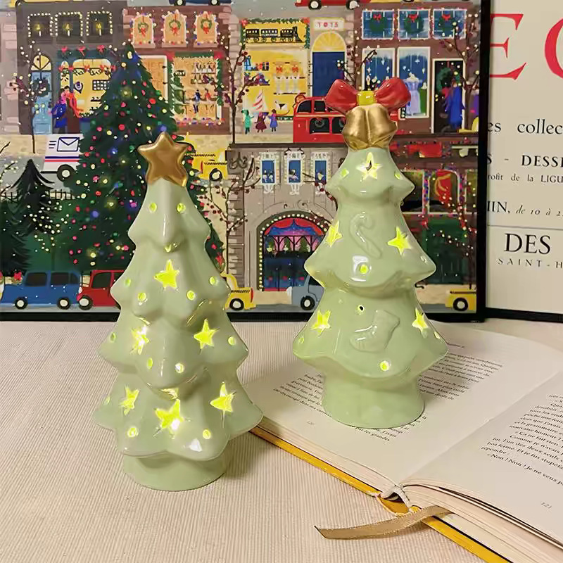 Ins style Christmas tree stars night light Christmas atmosphere decoration send girlfriends desktop ceramic ornaments gift