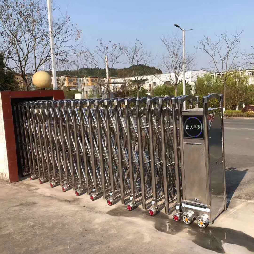 铝合金电动伸缩门学校屏风工厂封板门女大主料电动大门抗风性能强