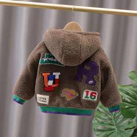 男女童秋冬装外套2023新款宝宝双面穿儿童夹棉加厚毛毛衣棉衣洋气