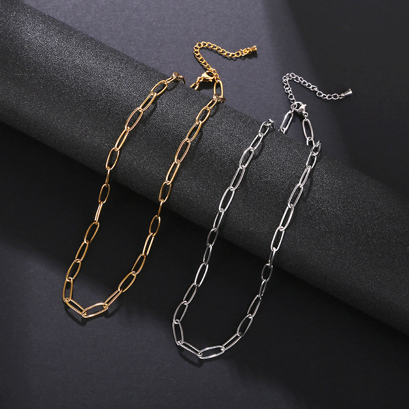 Necklace Classification 1 Piece Quantity Simple Style Solid Color Stainless Steel Plating Chain Necklace