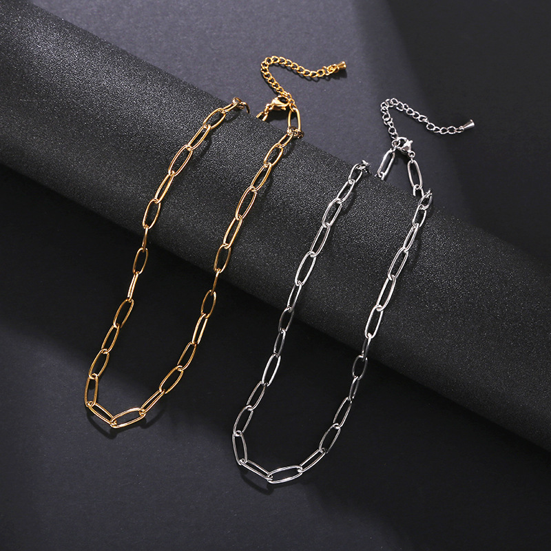 Simple Style Solid Color Stainless Steel Plating Chain Necklace display picture 2