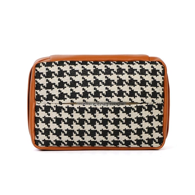 hanging paper box multi-functional car | Car tissue box/set - jacquard-houndstooth-black-and-yellow-tissue-box-cover