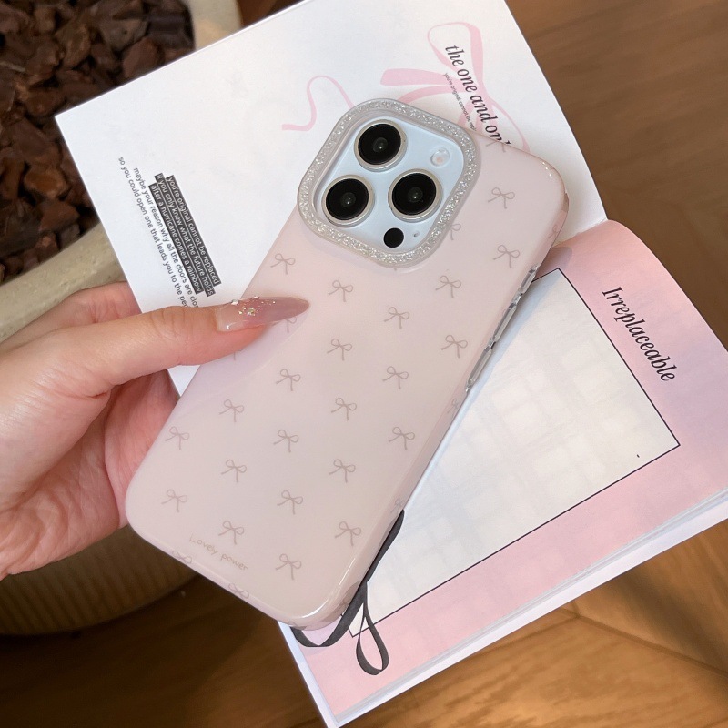 Chica ins rosa con lazo de pantalla completa para Apple 15ProMax/16 funda para teléfono móvil iphone14 nuevo 13