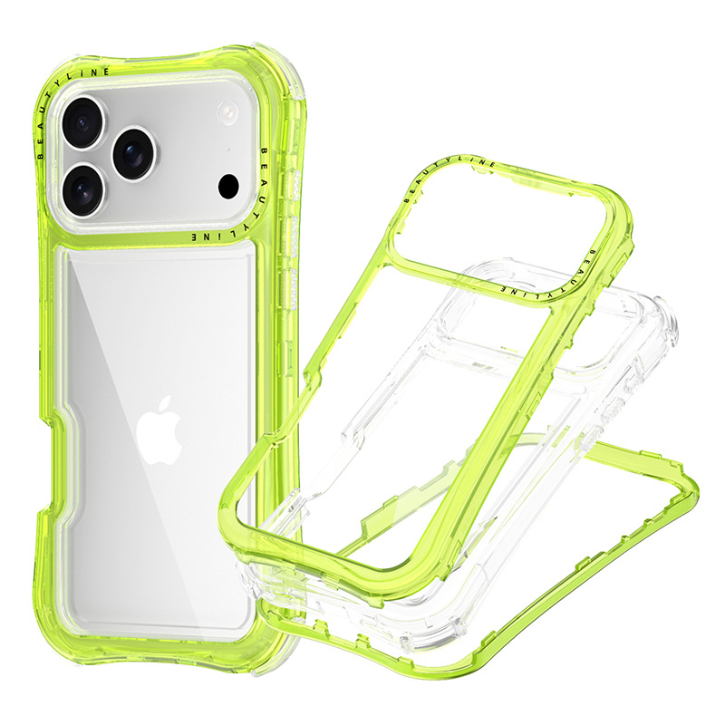Aplicable Apple IP17 / 18 promax cojín de aire de cintura transparente todo incluido caso de teléfono celular resistente a caídas soporte de impresión de serigrafía LOGO
