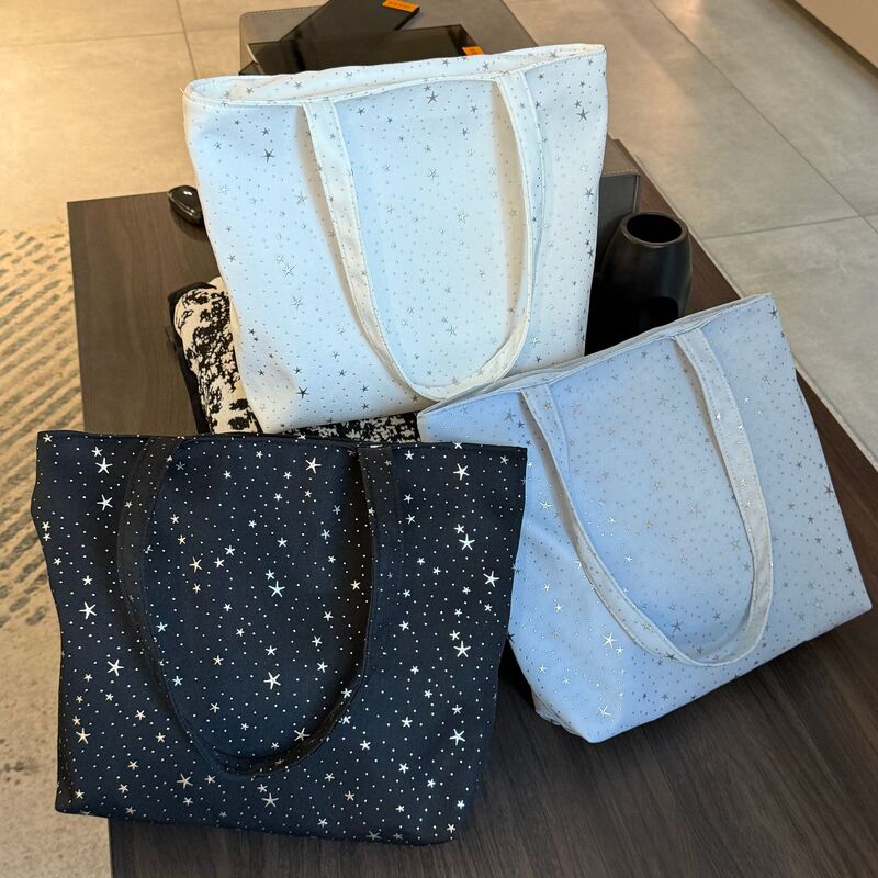 Ins-Style Star Tote Bag for Women 2026 New Korean Style Large Capacity Versatile Commuter Handbag Canvas Bag in a Relaxed Style