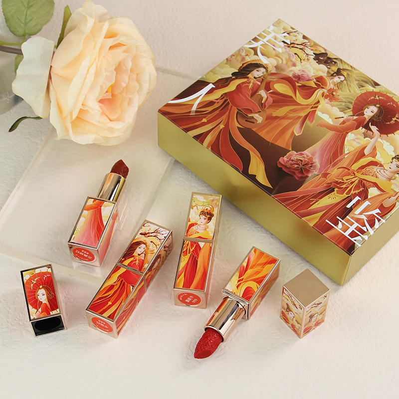 网红直播梦璐斯口红套盒 浮雕唇膏套装 中国风滋润口红伴手礼礼物