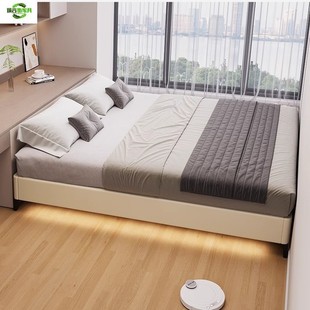 Solid Wood Fashionable Bedside High-End Steel Wood Frame Modern Simple Home Master Bedroom Double Bed Tatami