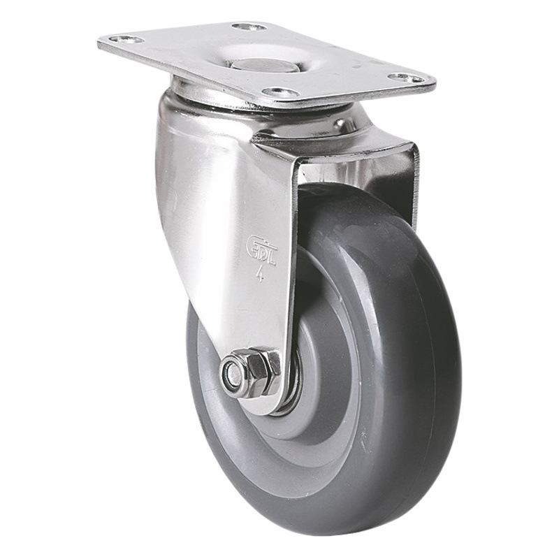 Rueda de Acero Inoxidable Mediana S54-76 3-5 Pulgadas de Poliuretano Giratoria con Freno