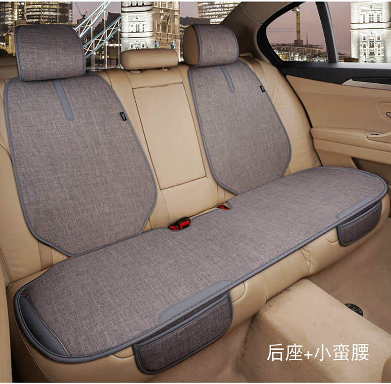 Car seat cushion for all seasons, single-piece seat cushion, car rear seat cushion, three-piece set, linen seat cushion wholesale