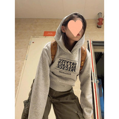 美式复古套头字母卫衣女春秋宽松oversize气质独特百搭休闲外套潮