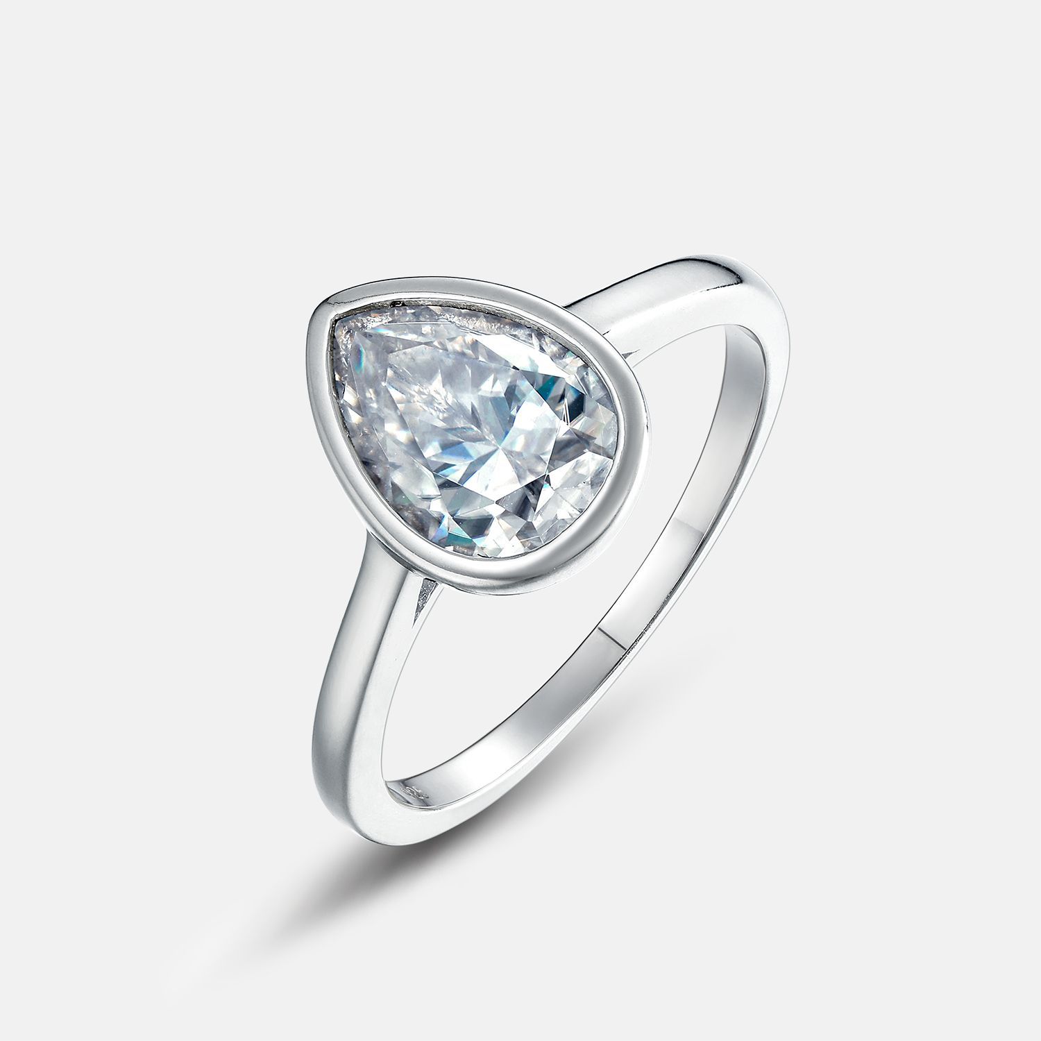 Especial transfronterizo para gotas de agua, anillo de piedra de moissanita brillante femenino S925 con incrustaciones de plata D anillo de dedo de Moissan, atmósfera simple europea y americana