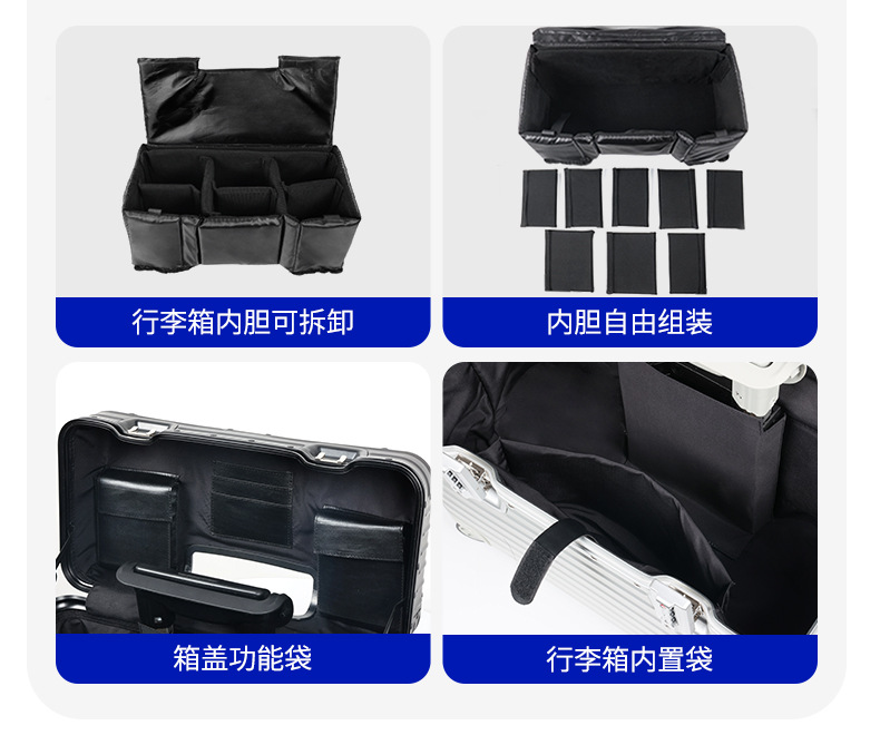 Vollständig Aluminium-Magnesium-Legierung Flip-Top Trolley-Koffer Laptop-Tasche Fotografie-Koffer für kleine Unternehmen Pilotentasche 18 Zoll