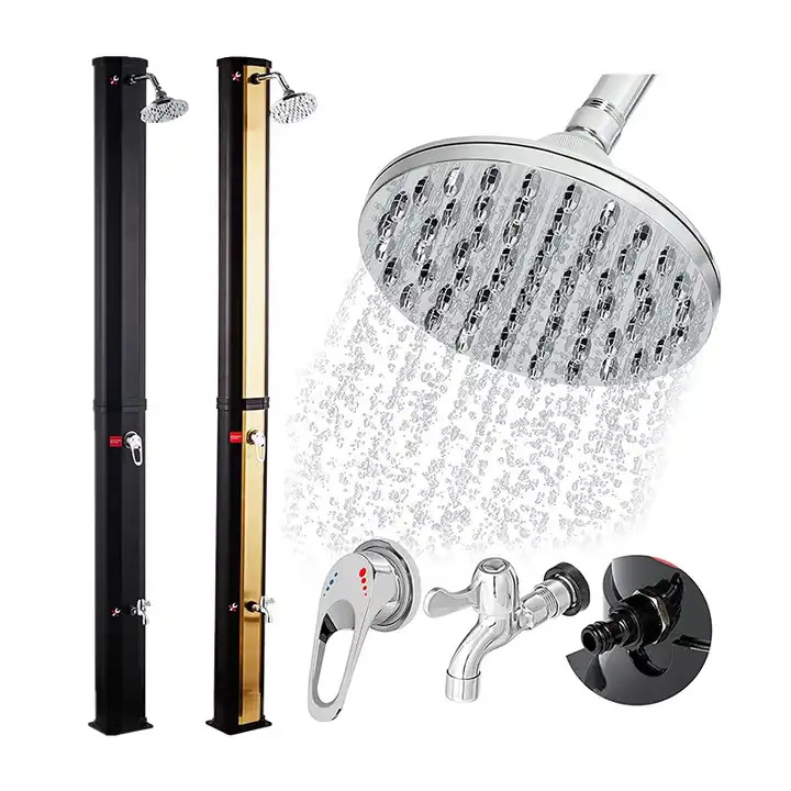 Ducha solar del soporte solar negro anti-ULTRAVIOLETA de la ducha 35L con la válvula del interruptor