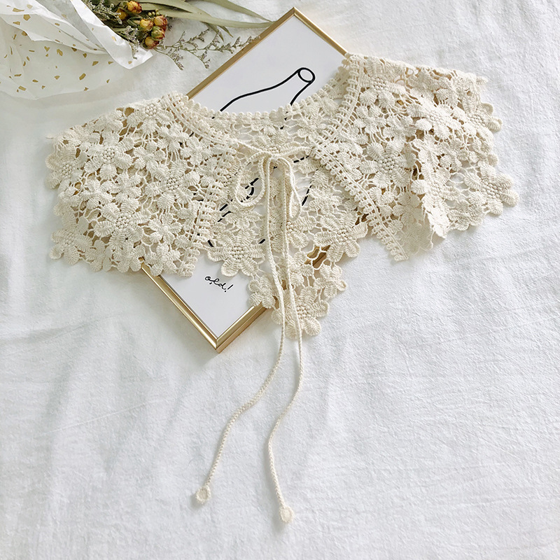 Primavera y verano estilo coreano encaje hueco chal mujer simple falda camisa desgaste exterior falso collar decorativo chaleco