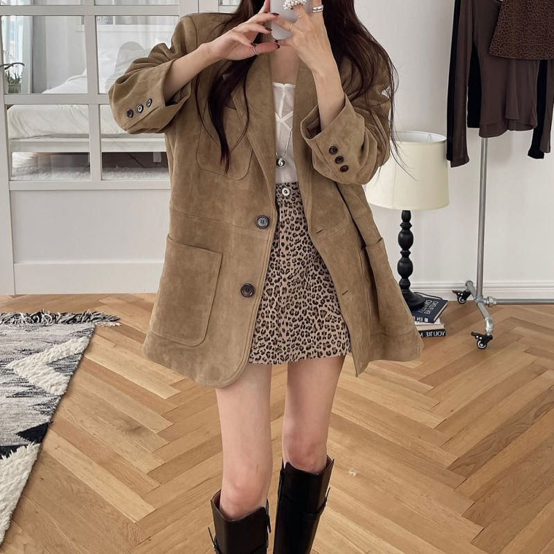 Korean Dongdaemun Stylish Suede Blazer in Petite Size